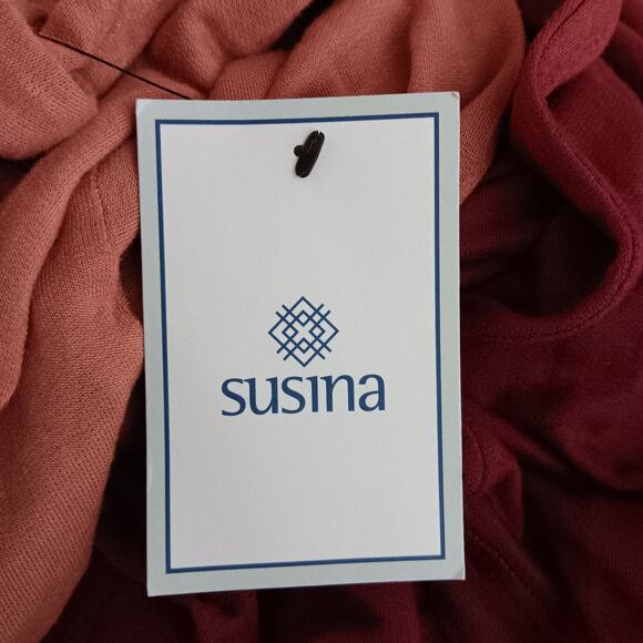 Susina Dip Dye Top Cowl Neck Size XL Peach and Burgundy Long Sleeve - Picture 4 of 5
